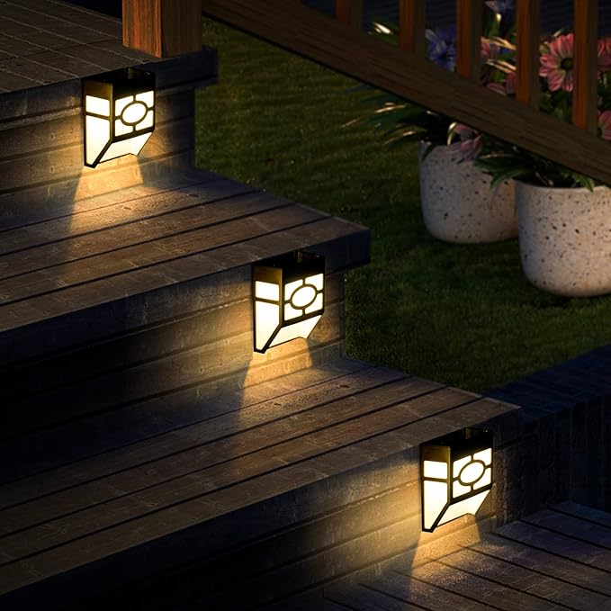 SOLPEX 16 Pack Solar Deck Lights Outdoor, Solar Fence Lights，2 Modes Christmas Garden Decoration Lights,RBG/Warm White LED Decorative Lighting for Garden，Yard，Post，Path&Driveway