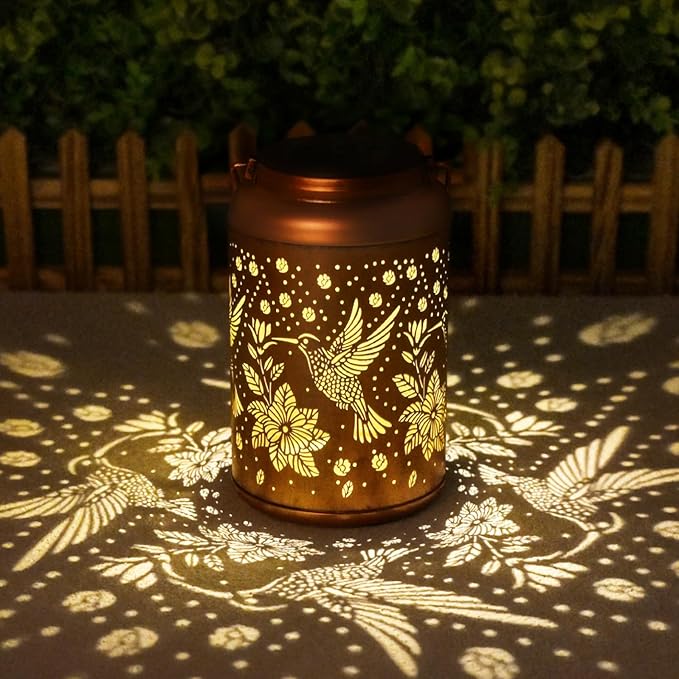 Hummingbird Solar Lanterns Outdoor Waterproof Hanging Solar Lights, Birthday Gifts for Women, Men, Mom, Mothers Day Gifts, Garden Decor for Outside, Patio, Outdoor, Yard, Lawn, Balcony