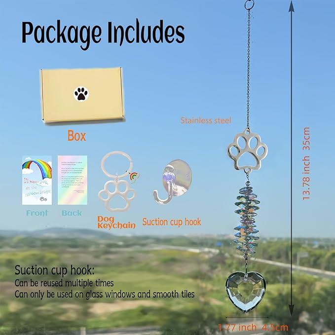Dog Memorial Suncatcher Colorful Sunlight, Dog Memorial Gifts, Rainbow Impressions for Pet Loss, Pet Sympathy, Thoughtful Dogs and Cats Remembrance, Bereavement Gifts