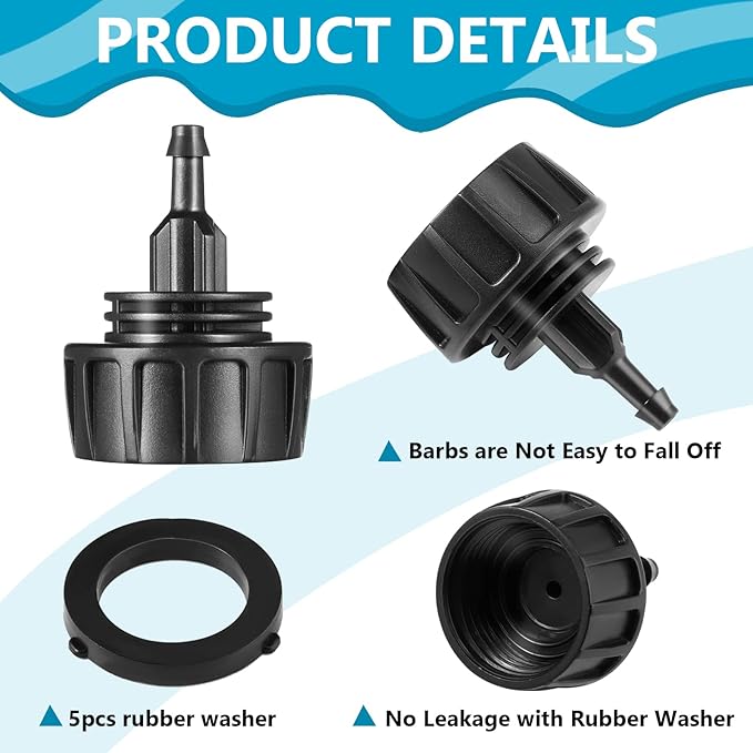 5 Pack Drip Irrigation Tubing Faucet Adapter Garden Faucet Hose Adapter Drip Irrigation Hose Connectors Faucet Connector with Washers for Garden Irrigation System(Single, Convert 3/4 to 1/4)