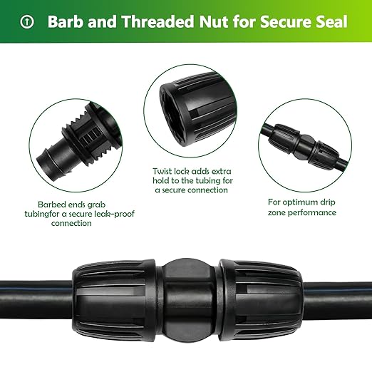 13 Pcs Drip Irrigation Fittings Coupling 1/2 Inch, In-Line Barbed Coupler Connector For 1/2 Inch Drip Tubing (0.60"-0.65" OD) Drip Line Parts
