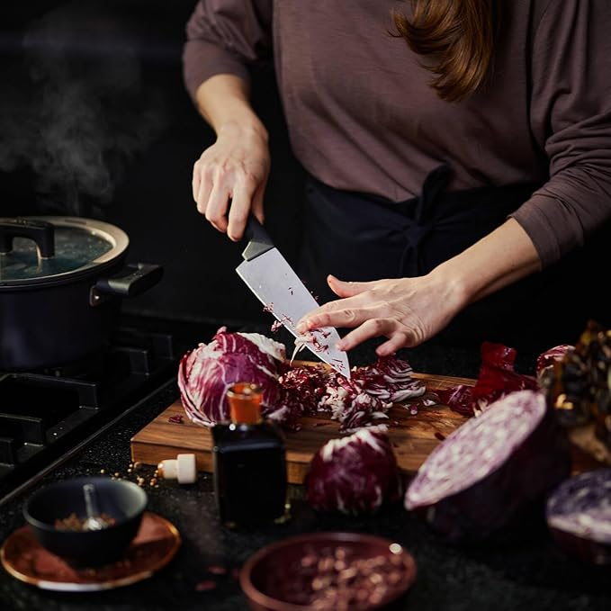 Fiskars Hard Edge Large 7.9" Chef Knife - Japanese Stainless Steel Blade Stays Sharp for Everyday Use - Non-Slip Handle for Effortless Cutting - Dishwasher Safe