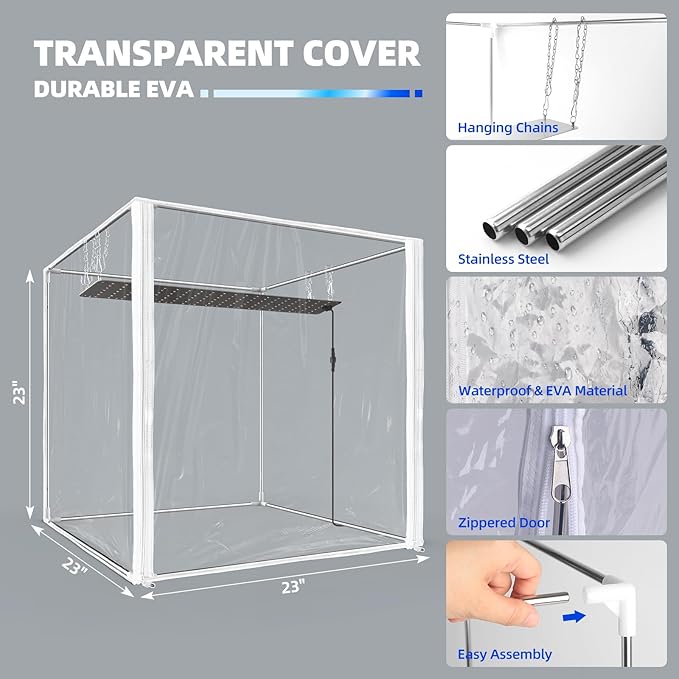 Barrina Indoor Greenhouse with Grow Light, with 40W Seed Starting LED Indoor Plant Light, Portable Mini Greenhouse with Timer for Seed Starter Tray, Seedling, Sprouting, Microgreens, 23x23x23IN