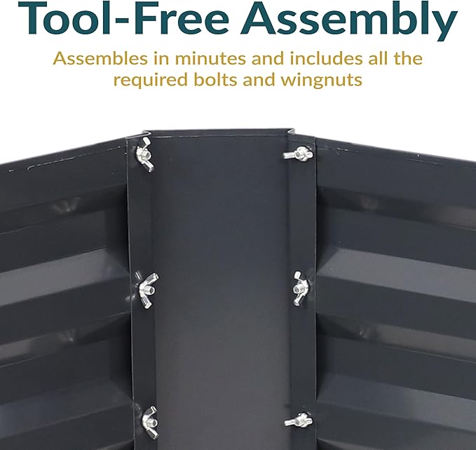 Sunnydaze 11.75" H Raised Metal Garden Bed - Galvanized Raised Garden Bed Outdoor for Vegetables and Flowers - Dark Gray - Square