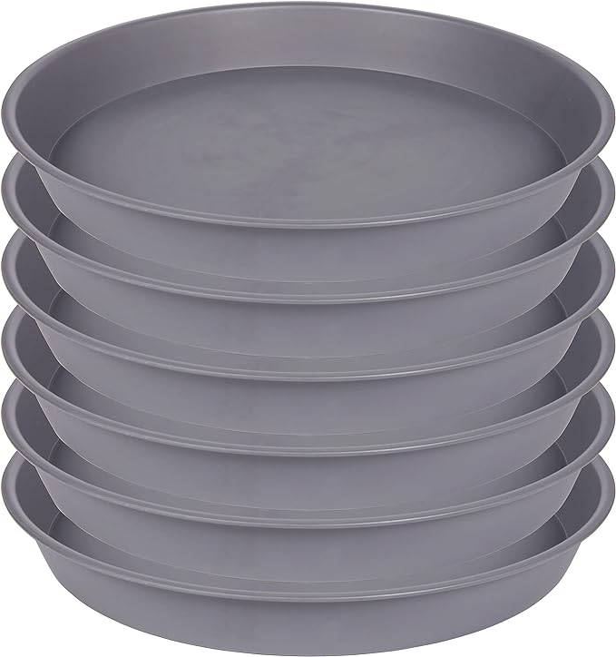 6 Pack of 10 inch Plant Saucer Gray, Heavy Duty Plastic Plant Saucer 10 inch Round, Durable Plant Tray for Pots, Plant Saucers for Indoors, Plant Trays for Planter 9"/10" (10", Cement Gray)