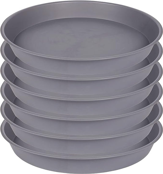 6 Pack of 12 inch Plant Saucer Gray, Heavy Duty Plastic Plant Saucer 12 inch Round, Durable Plant Tray for Pots, Flower Saucers for Indoors, Plant Trays for Planter 11"/12" (12", Cement Gray)