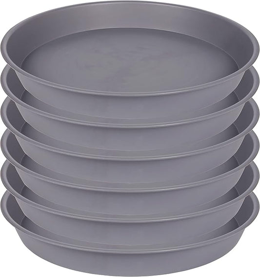 6 Pack of 7 8 inch Plant Saucer, Heavy Duty Plastic Plant Water Tray 8 inch Round, Flower Plant Saucers for Indoors No Holes, Plant Dishes Saucer for Planter 7"/8" (8", Cement Gray)