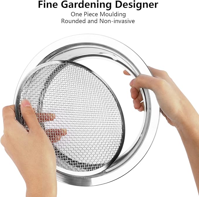 Dirt Garden Sieve Soil Sifter - Stainless Stackable Sifting Pan Soil Sand Sieve,9.5in Sifting Pan Contain 3 Sieve Mesh Filter Sizes (0.043",0.133",0.204") with Bonsai Soil Scoops,Garden Shovels 1PACK