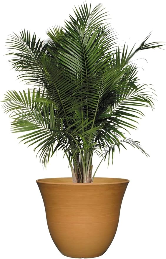 Classic Home and Garden Honeysuckle Resin Flower Pot Planter, Bamboo Brown, 15"