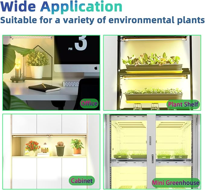 One Strip Growing lamp 2-Pack, Full Spectrum LED Grow Light Strips for Indoor Plants with Auto ON/Off Timer & 4 Dimmable Levels, for Green House Hydroponics Succulent (One Strip×2pcs)