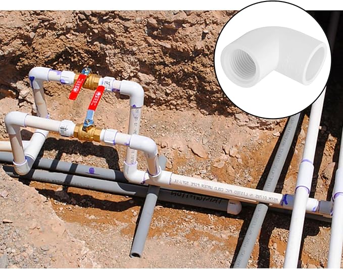 12Pack 1/2" Female Thread 90 Degree PVC Elbow Pipe Fitting (Socket x Female Pipe Thread) SCH40 PVC Hose Adapter Elbow with 1/2-Inch Female Hose Thread