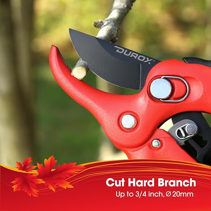 DURXO - Ratchet Pruning Shears, Garden Shears with 3x Cutting Power. Effort-Saving Heavy-Duty Anvil Pruners. Replaceable Blade Cutting Blade Design. Ideal Secateurs for Precise Trimming, Model DGR-01