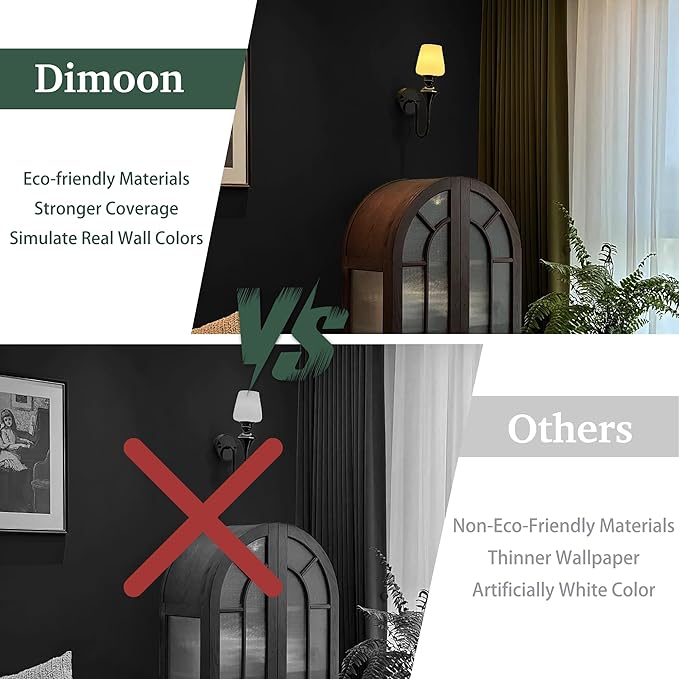 Dimoon 78.7''x17.7'' Black Peel and Stick Wallpaper Contact Paper Modern Self Adhesive Wall Paper Removable Renter Friendly Textured Solid Color Shelf Cabinet Vinyl Roll (78.7''x17.7'',Black)
