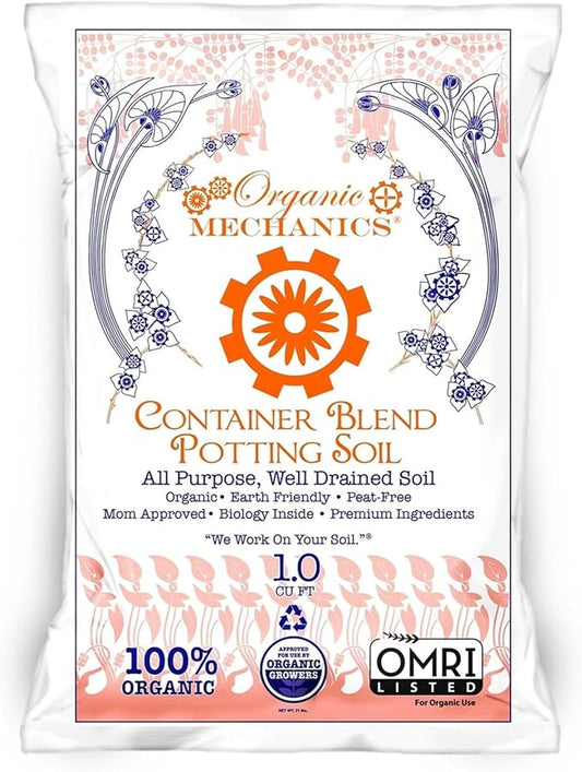 Container Blend Potting Soil, 1 Cubic Foot - with Compost, Aged Pine Bark, Coir, Rice Hulls, and Worm Castings for Growing Annuals & Outdoor Containers - Peat-Free & Eco-Friendly
