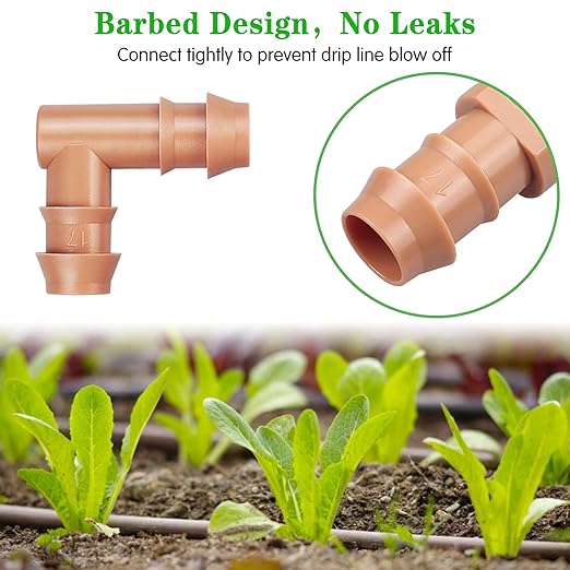 Drip Irrigation Barbed Elbow：20 Pack Drip Irrigation Elbow Parts Fits for 1/2 Inch Drip Irrigation Tubing 17mm 0.600" ID Elbow Connectors for Patio Lawn Garden