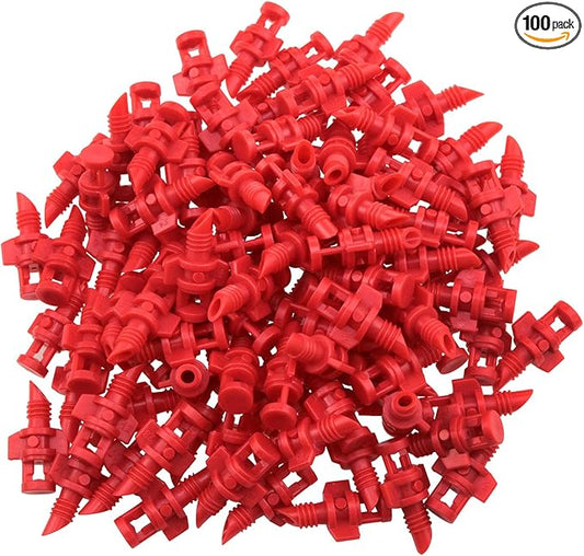360-Degree Micro Sprayer Garden Lawn Irrigation Spray Head for Plant Irrigation Systems (360° Red) 100PCS