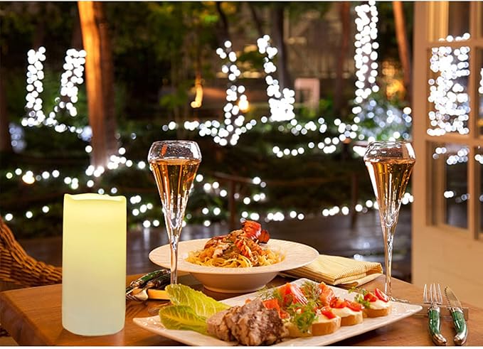 7" Outdoor Battery Operated Candle Waterproof Led Pillar Lights Flickering Flameless Candles with Timer Realistic Fake Electric Pillars for Lantern Garden Wedding Halloween Christmas Decorations,White