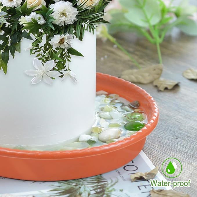 9 Pack Plant Saucers (8 inch /10 inch /12 inch),Heavy Sturdy Plant Trays Pot Tray for Indoor Clear Plastic Flower Pot Saucers Thicker Plant Water Drip Trays for pots-Terracotta