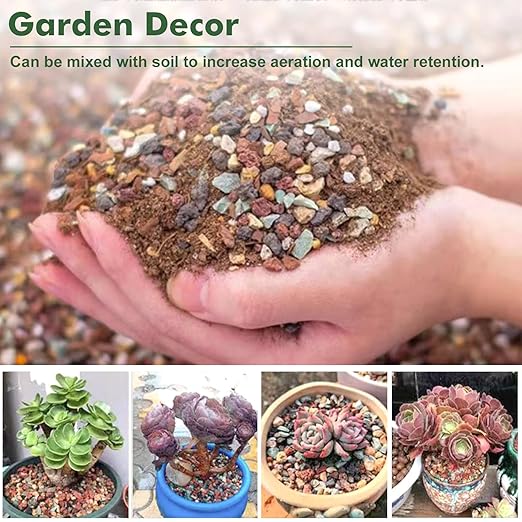 18 Pounds Mix Horticultural Lava Rocks, 5-8 mm Lava Rocks for Plants, Bonsai Rocks Horticultural Grit Soil Cover Gravel for Succulents and Hydroponics, Fairy Gardening, Top Dressing, Plant Drainage