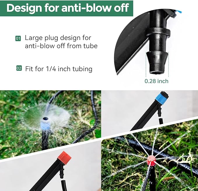 52 Pack Drip Emitters Sprays for 1/4" Drip Irrigation Tubing (26 pcs Emitters Vortex + 26 pcs Emitters Stream)