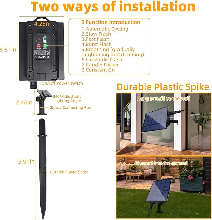 58FT Solar String Lights Waterproof with Remote, ST38 LED Dimmable Globe Outdoor Lights for Patio with 27 Edison Vintage Shatterproof Bulbs, Connectable Backyard Lights for Bistro, Porch