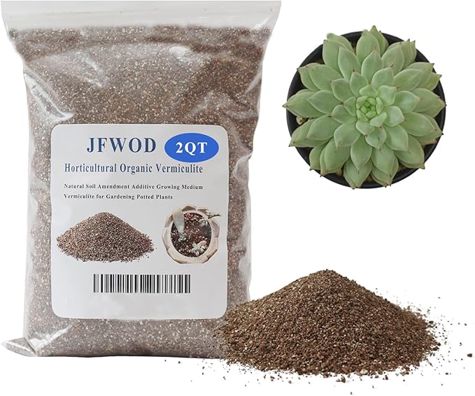 2QT Organic Vermiculite, Horticultural Vermiculite for Plants, Soil for Potted Plants, Vermiculite Coarse Hydroponic for Succulent Orchid Gardening Reptiles