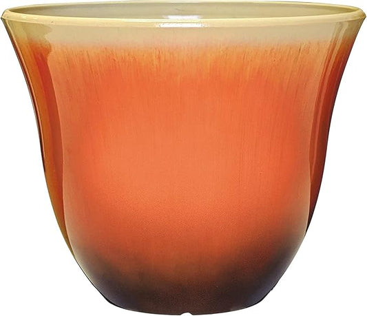 Classic Home and Garden Honeysuckle Resin Flower Pot Planter, Tequila Sunrise, 13"