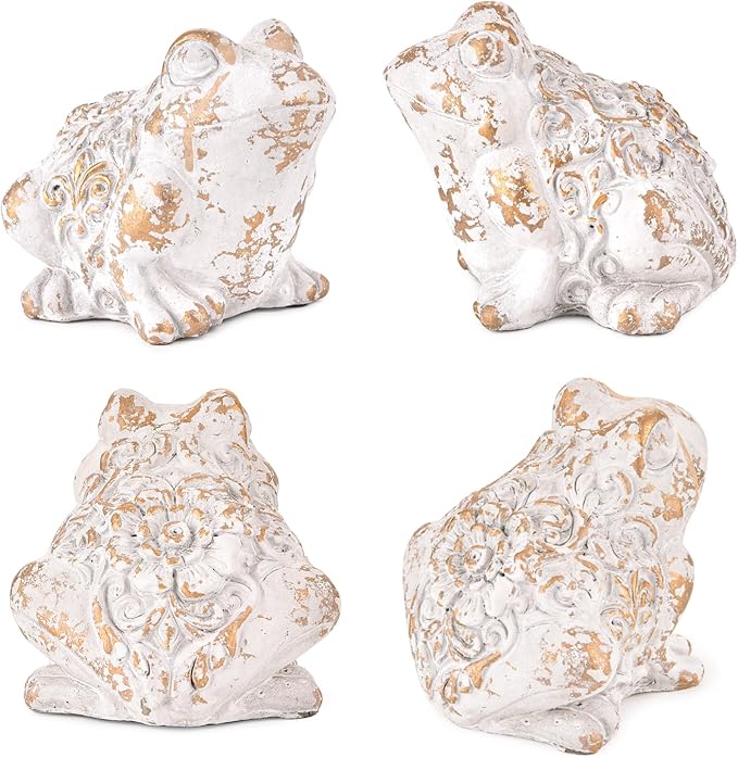 Sungmor Frog Figurine Garden Decor, Cement Frog Statue for Patio Yard Lawn Ornament, Indoor Outdoor Large Stone Decorations Statue, Funny Animal Sculpture Gardening Gift