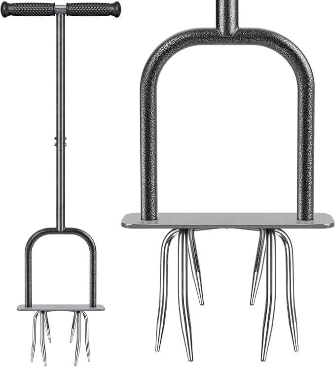 Dolibest Manual Twist Tiller, All-Steel Garden Claw Cultivator with 6 Curved Claws and Soft Rubber Handle, Hand Tiller Garden Claw for Gardening Bed and Plant Box (39'')