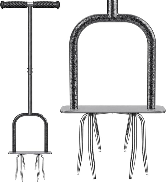 Dolibest Manual Twist Tiller, All-Steel Garden Claw Cultivator with 6 Curved Claws and Soft Rubber Handle, Hand Tiller Garden Claw for Gardening Bed and Plant Box (39'')