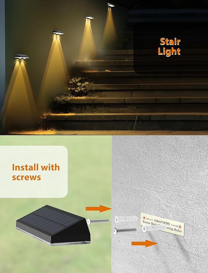 Solar Fence Lights ,Warm White & Cold White & Mixed Color 3 Modes Lens LED Dusk to Dawn Deck Light, Fence Solar Lights Outdoor Waterproof,Solar Outdoor Lights for Backyard/Railing/Wall set of 20