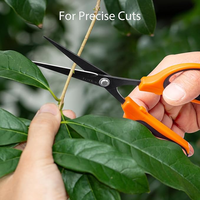 GROWNEER 1 Packs Trimming Scissors Teflon Coated Non Stick Blades Pruning Shears Gardening Hand Pruning Snips with Straight Stainless Steel Precision Blade