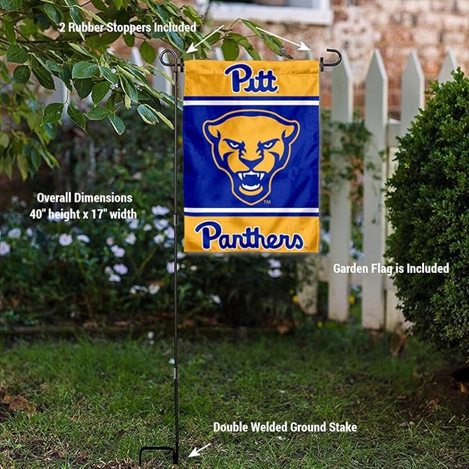 College Flags & Banners Co. Pittsburgh Panthers Garden Flag with Stand Holder