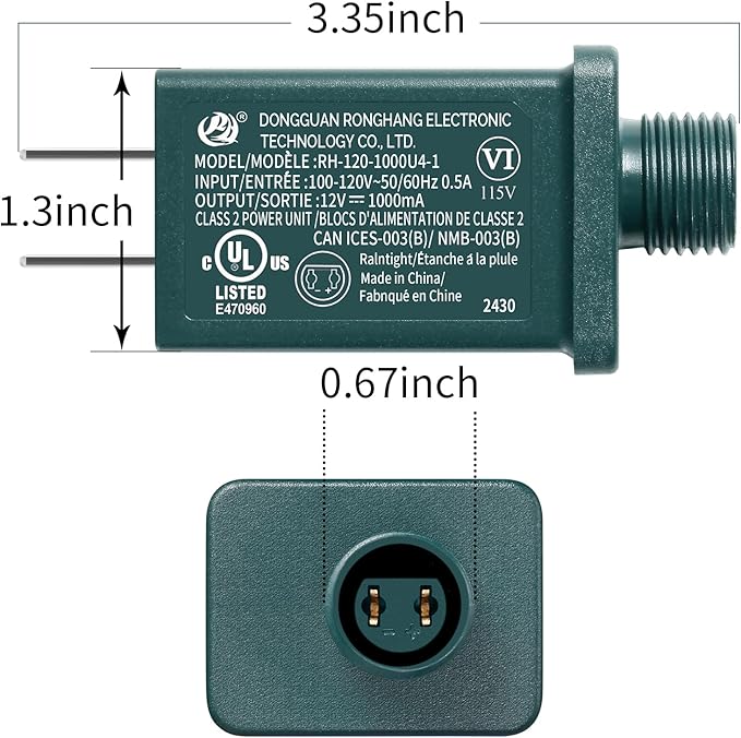 Replacement Yard Inflatable Adapter Power Supply Adaptor - 12V 1.0A 2Pcs - Inflatable Plug Replacement Class 2 Power Supply - Green - for Christmas Tree Light/Thanksgiving Yard Blow Up Decorations