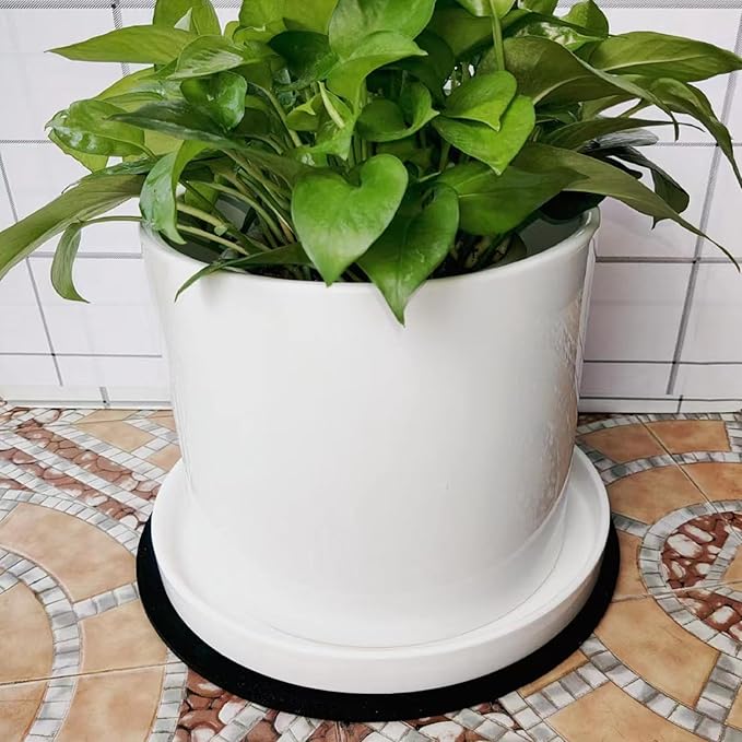 Ceramic Plant Saucer Pot Tray 10 Inch, Planter Saucers 4 5 6 7 8 9 10 11 12 13 Inch for Indoors Outdoor, Durable Sturdy Flower Drainage drip Water Tray for Glazed Pots Base (10.7 Inch-White)