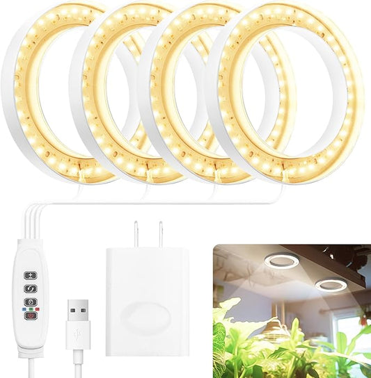 Mosthink 6.3" Ceiling Grow Lights for Indoor Plants, 288 LEDs Plant Light Full Spectrum, Under Cabinet Growing Lamp with Auto Timer, 10 Dimmable Levels, 3 Modes with Transparent Cover,Corded