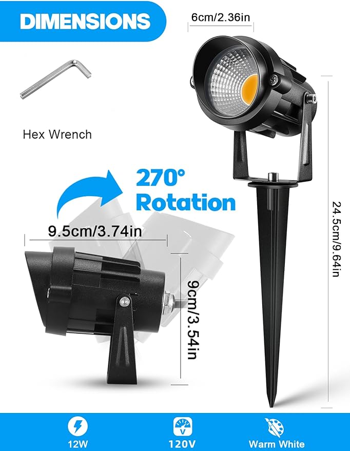 Christmas Spotlight Outdoor 12W RGBW LED Color Changing Landscape Lights with Remote Control 120V Waterproof Plug in Spot Lights outdoor Landscape Light for Tree Yard Garden Christmas, 4 Packs