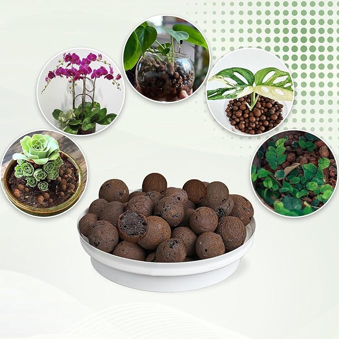Clay Pebbles Leca Balls for Plants 2qt，6mm - 12mm Clay Balls for Hydroponic, Terrarium, Potted Plants, Lightweight & Drainage