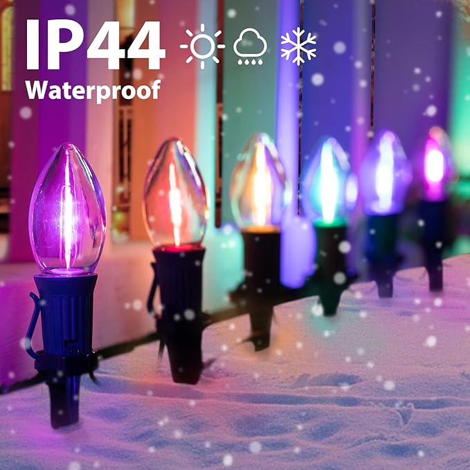 C9 Christmas String Lights Outdoor - 25.7 Feet 20 LED Pathway Lights, Connectable Waterproof Walkway Lights for Indoor Xmas Party Holiday Wedding Commercial Decorations, Multicolored