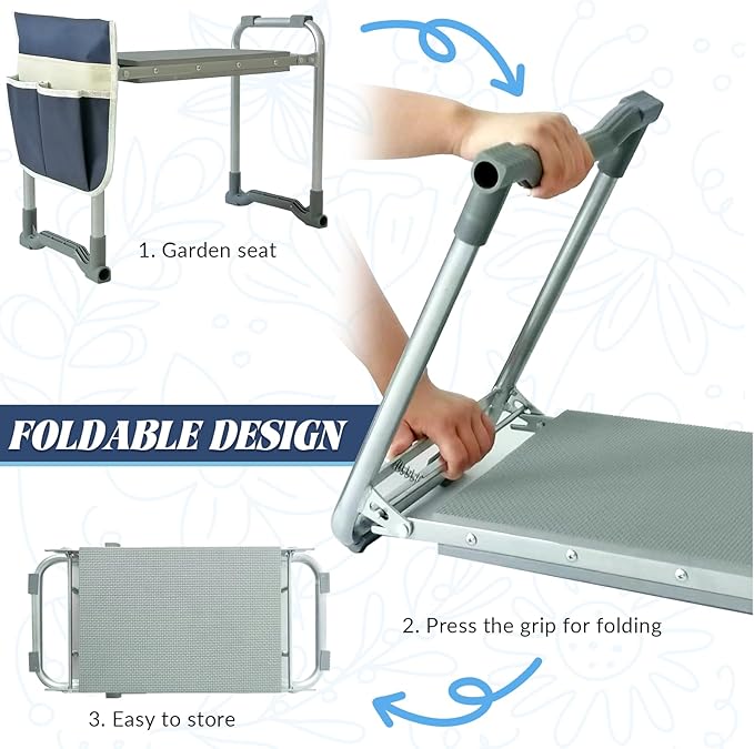 Garden Kneeler and Seat,2-in-1 Foldable Kneeling Pad and Stool with Thicken & Widen Soft Kneeling Pad,Wear-Resistant Prevent Knee and Back Pain reat, Gardening Gifts for Women and Men (B)