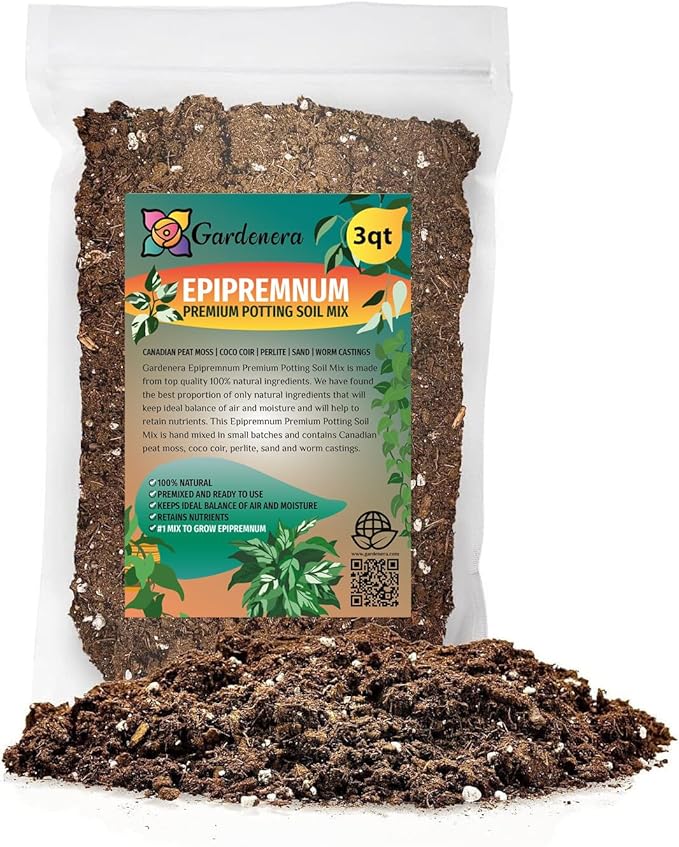 Epipremnum Plant Potting Soil - Enhance Foliage and Health with Professional Grade Nutrient-Rich Mix - 3 Quart