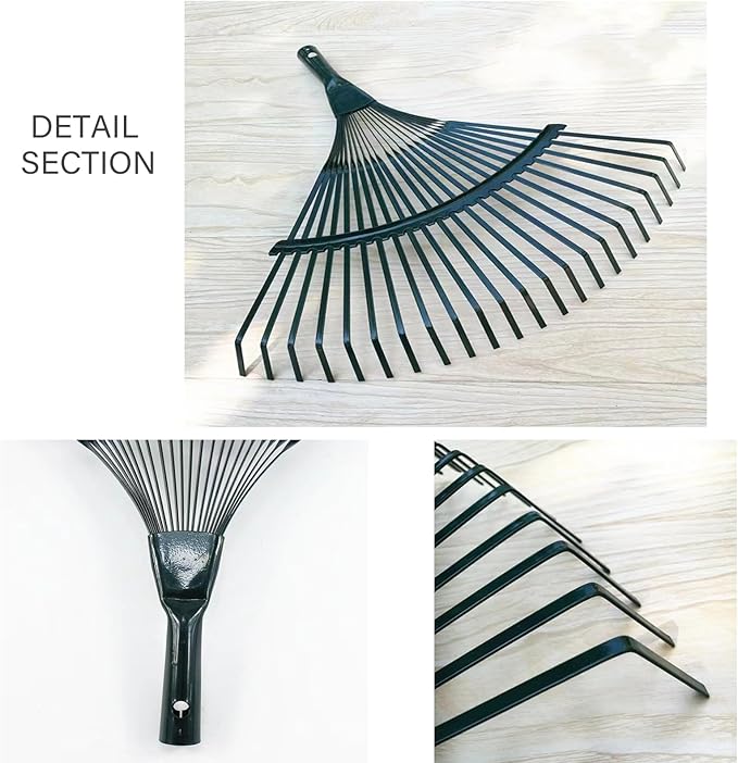 Landscape Rake,Rake Head Replacement,Metal Rake,Rakes for Lawns, Garden Rake Head Replacements 22 Teeth Steel Fan Rake for Leaves, Leaf Rakes for Lawns, Yard Rake,Hand Rake Garden Tool with Gloves