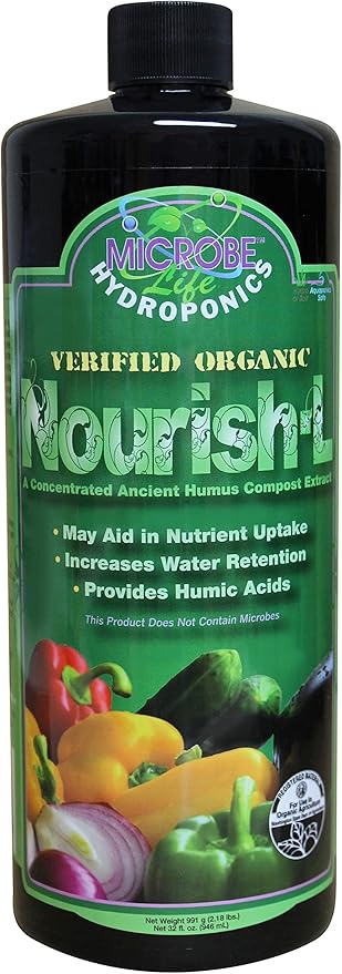 Microbe Life Hydroponics Nourish-L Liquid Fertilizer, Stimulator to Enhance Plant Nutrient Absorption for Fruits & Vegetables, Use With Any Feeding Systems Including Hydroponics or Soil, 32 Ounces