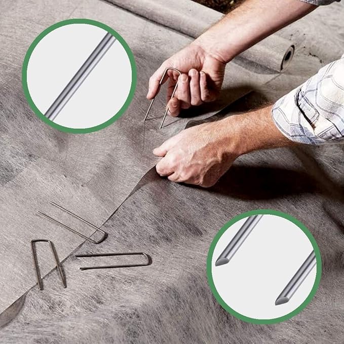100-Pack 6'' 11 Gauge Heavy Duty U-Shaped Landscape Staples - Landscape Stakes, Garden Staples, Landscape Pins for Weed Barrier, Fabric, Netting, Irrigation Hoses, Ground Mat