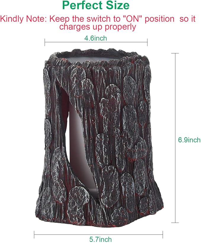 TONULAX Solar Lights Outdoor - Stump On Fire Torch, Flickering Flame Lantern, Solar Powered Landscape Decoration for Garden, Patio, Pathway, Deck & Yard Decor (2 Pack), Resin, Copper