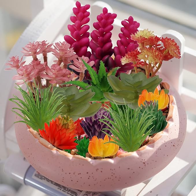 Succulents Plants Artificial, 22pcs Colorful Fake Succulents, Mini Artificial Succulents for DIY Crafting Home Terrarium Floral Wall Garden Arrangement Office Decoration (Unpotted)