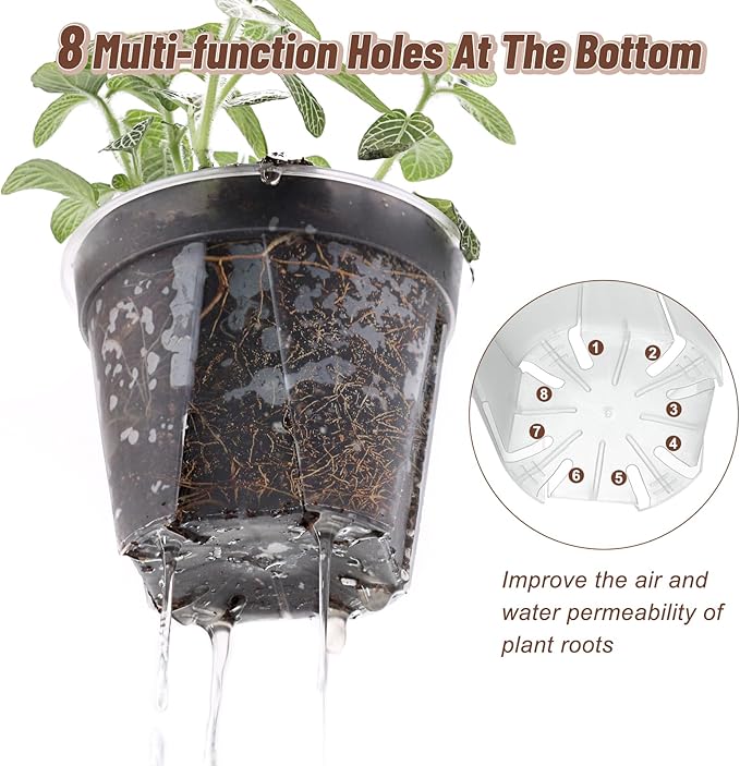 3.9-9.4 Inch Big Size Clear Nursery Pots with Drainage, 6 Sizes 30 Packs Nursery Garden Pots with 10 Plant Labels for Seedling Plants, Nursery Pots Variety for Indoor Outdoor Seed Starter Flower Pots