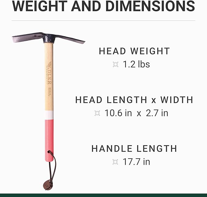 Adler - The Rosie Garden Hoe, Heavy Duty Yard Tool Lawn Care, Loosening Soil, Weeding, and Digging, Steel Head 10.6 inches, Wood Handle 17.7 inches (Mocha)