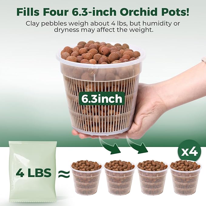 T4U Leca Clay Pebbles for Plants, 4 LBS 10-20 mm Clay Balls for Indoor Plants, Natural Clay Pebbles for Orchid Potting Mix, Hydroponic, Leca Pots, Plant Drainage, Garden Soil