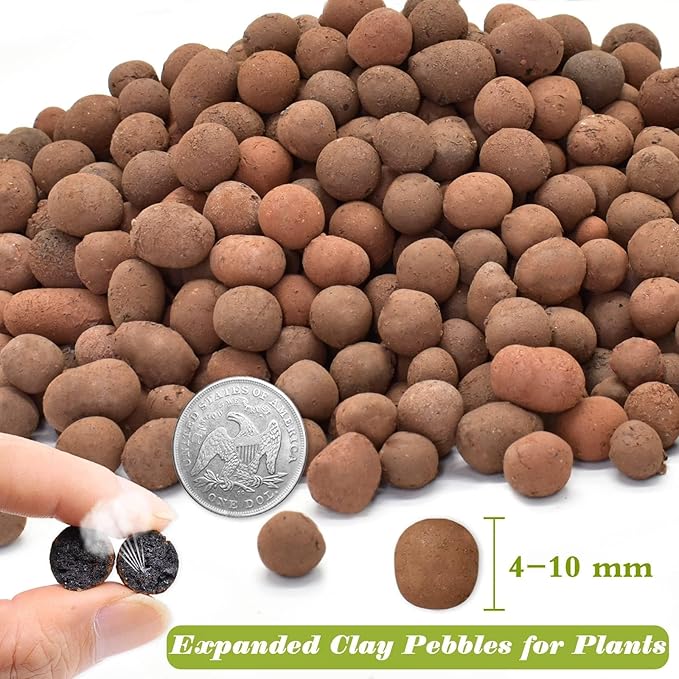 ZeeDix 14LB Leca Clay Pebbles for Plants, 4mm-16mm Natural Leca Balls for Indoor Plants Hydroponic Grow Media, Natural Expanded Clay Pebbles for Potting Mix, Gardening Orchids Terrarium